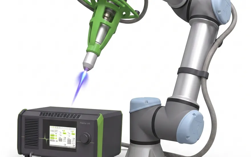 Réacteur plasma intégré en ligne sur un bras robotisé de production